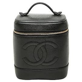 Beauty case in pelle caviar nera Chanel