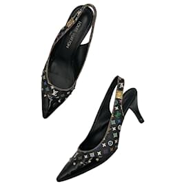Louis Vuitton Multicolore Monogram Slingback Pumps mit Nieten