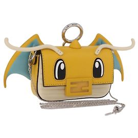 Borsa Nano Bucket FENDI FRGMT x POKEMON in pelle Giallo Argento Auth 161465SM