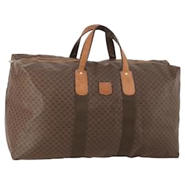 Céline CELINE Macadam Canvas Boston Bag PVC Leder Braun Gold Auth 180687