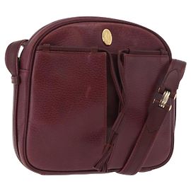 Borsa a Spalla CARTIER Must Line Pelle Bordeaux Oro Auth gh2065