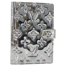 LOUIS VUITTON Monogram Miroir Agenda PM Planner Cover Silver R20963 Auth 180884A