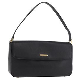 Borsa a mano BURBERRY in pelle nera con dettagli dorati Auth 184438