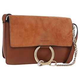 Chloé Borsa a Spalla Chloe Fay Scamosciata Marrone Oro Auth 183119A