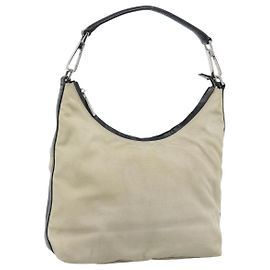 Borsa GUCCI in tela e pelle beige argento 000 0602 Auth ka4572