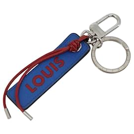 LOUIS VUITTON Portachiavi Tab Key Ring Pelle Rosso Blu M64172 LV Auth 182948M