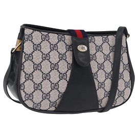 Borsa a tracolla GUCCI GG Supreme Sherry Line PVC Blu Navy Oro 10 02 024 Auth 184481