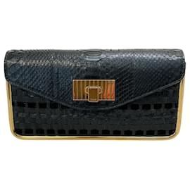 Chloé Clutch intrecciata in pelle nera / scamosciata / serpente Chloe