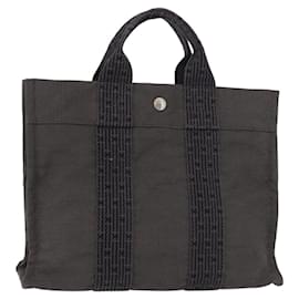 Hermès Borsa HERMES Her Line in tela nera con dettagli argento Autentica bs35385A