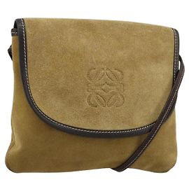 Borsa a tracolla LOEWE in scamosciato beige oro Auth ka4613A