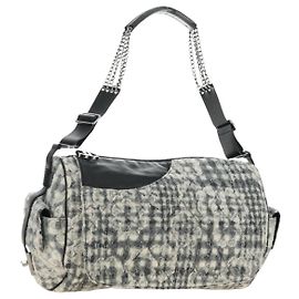 CHANEL Camelia 2.55 Borsa a Spalla con Catena Lana Tweed Bianco Nero CC Auth 181935SM
