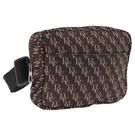 Marsupio BOTTEGA VENETA in tela marrone argento Auth bs35444
