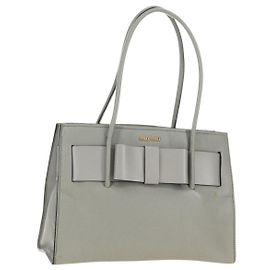 Bolsa de mão Miu Miu em couro cinza e dourado Auth 183637V