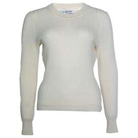 Veronica Beard, cuello redondo de punto acanalado crema
