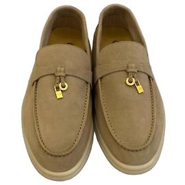 Loro Piana Summer Charms Walk Mocasines de ante beige