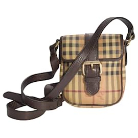 Mini borsa a tracolla Burberry Vintage Haymarket Check in tela con bordi in pelle Italia