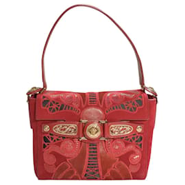 Versace Vintage Tasche aus rotem Wildleder mit Medusa Head Baroque Stickerei, Italien