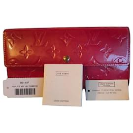 Louis Vuitton Monogram Vernis Porte-Valeurs Portafoglio Rosa Lampone