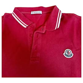 Moncler Kinder Polohemd Rot mit weißen Streifen