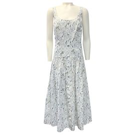 Vestido midi Cassie de algodão branco com estampa floral multicolorida Adam Lippes