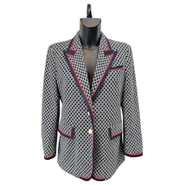 Blazer in lana blu notte con monogramma Gucci