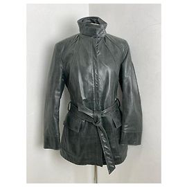 Trussardi Jeans Lederjacke in Dunkelgrün