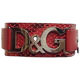 Iconico bracciale  DOLCE & GABBANA in pelle rossa effetto rettile con cinturino