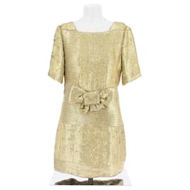 Robe courte à sequins dorés avec nœud Yves Saint Laurent
