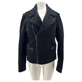 Giacca in pelle di lana nera Sandro M
