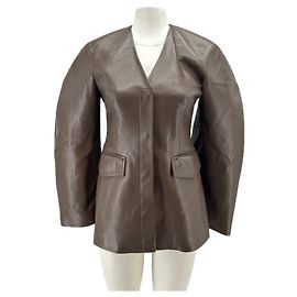 Nanushka Blazer marrón de cuero vegano