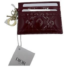Dior Lady Dior Tarjetero Charol Bordeaux