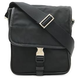 Borsa a tracolla in nylon e pelle Prada