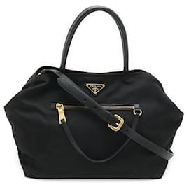 Prada Tote Bag aus schwarzem Nylon und Leder