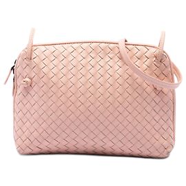 Bottega Veneta Borsa a tracolla in nappa rosa Intrecciato Nodini