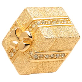 Broche Dior Gold Bañado en Oro Strass Hexagonal Gift Box