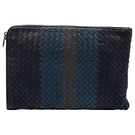 Clutch em nappa Intrecciato tricolor preto Bottega Veneta
