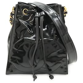 Borsa a tracolla Chanel Coco Mark Chain in pelle smaltata nera
