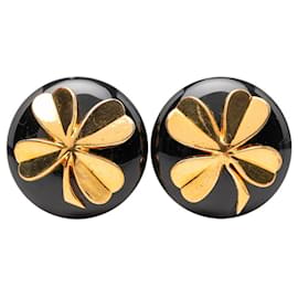 Chanel Clover Motif Vintage Rund Clip Ohrringe