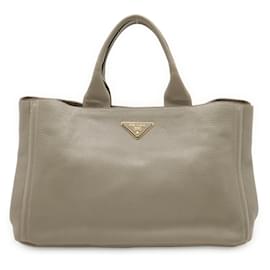 Prada Canapa Tote Bag aus grauem Leder