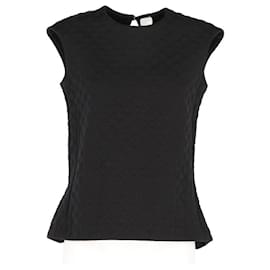 Top senza maniche in jacquard nero a pois stile Y2K Jil Sander con bottone sul retro