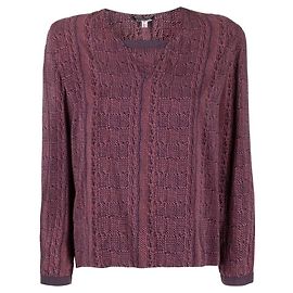Giorgio Armani 90er Jahre dunkelrosa Seidenbluse mit lila Print & gepolsterten Schultern