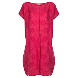 Gianni Versace 80er Jahre Fuchsia Floral Tunika-Kleid mit Rüschendetails