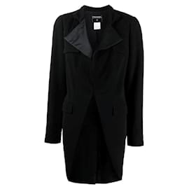 Chanel Y2K schwarze Woll-Frackjacke mit vier Paspeltaschen