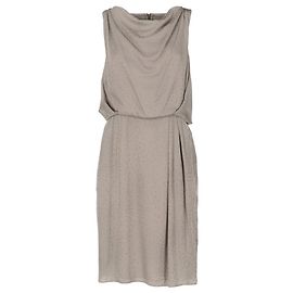 Giorgio Armani Vestido midi sin mangas drapeado en jacquard gris claro Emporio Armani de la década de 2010