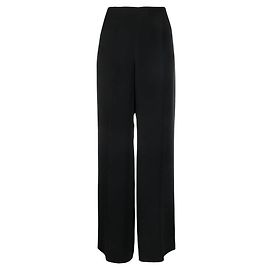 Giorgio Armani 90er Jahre schwarze Seidenhose mit hoher Taille und weitem Bein