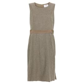 Ärmelloses Chanel 1999 Midi-Kleid aus beigem Kaschmir mit Seidenfutter