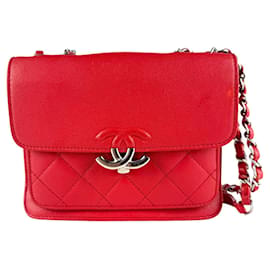 Borsa a tracolla in pelle rossa Chanel