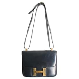 Hermès Constance borsa blu pelle box