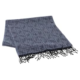 FENDI Zucca Scarf Wool Blue Auth am11772A - Fendi