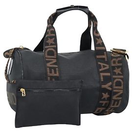 Borsa FENDI in tela 2way Nera Oro Auth bs35369